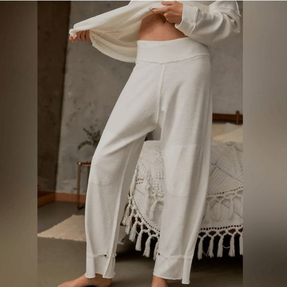 Free People Pants - Free People White Organic Cotton Lounge Pants Women's Size Small